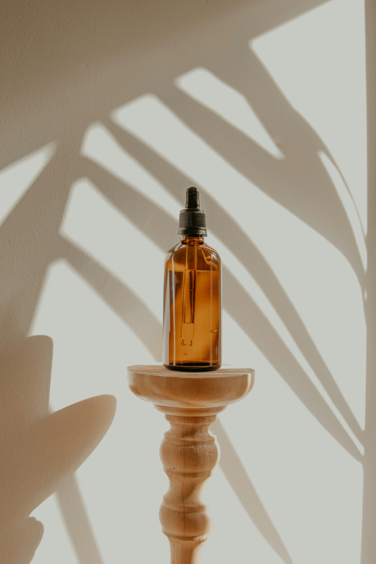 Amber essential oil bottles with a reed diffuser