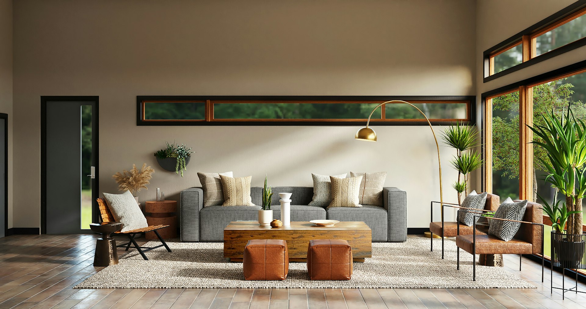 Luxury hotel interior with soft ambient lighting
